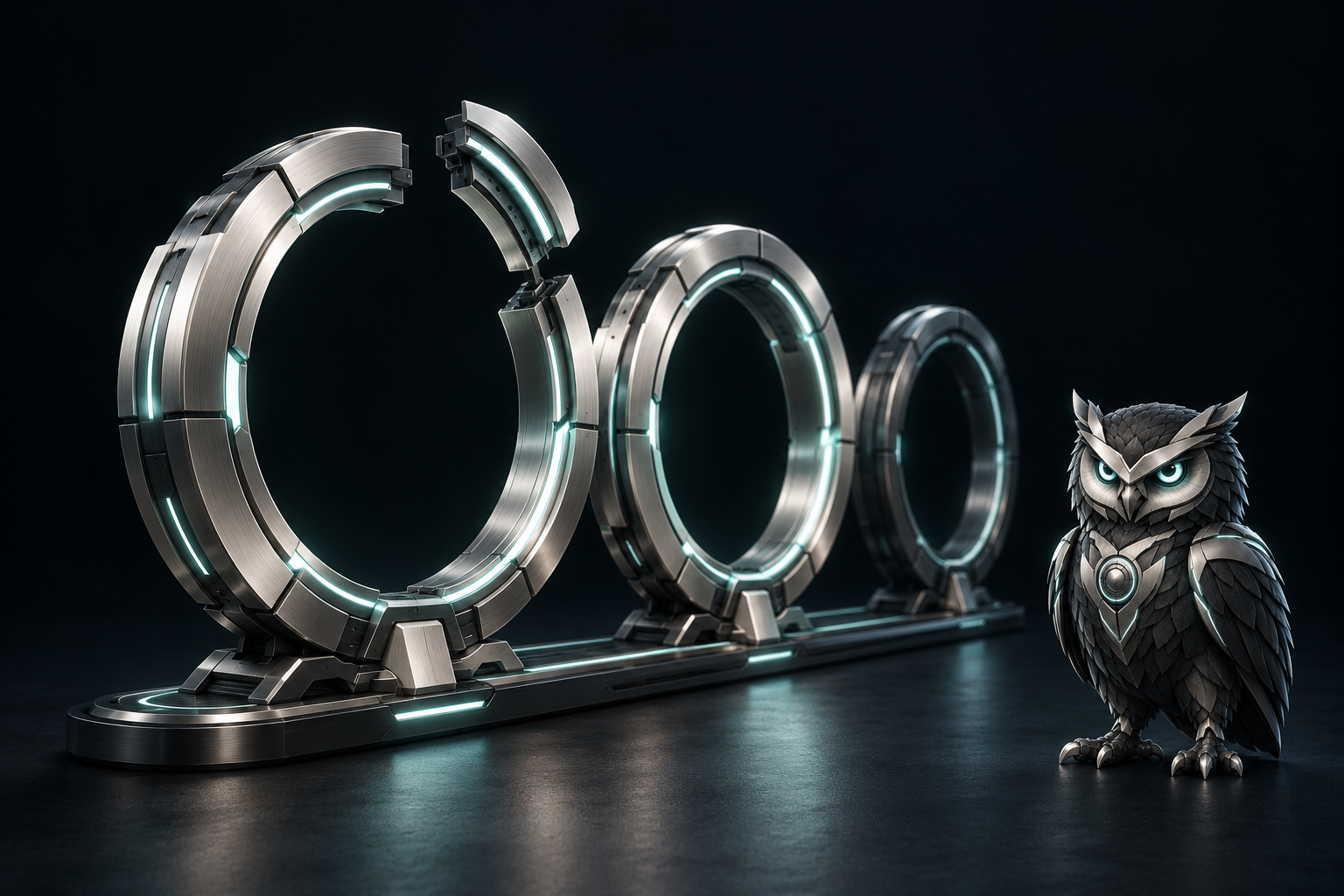 Precision ring gates represent staged credit and risk thresholds